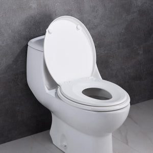 MUZT Soft Close 2 In 1 Child & Adult Family Toilet Seat - White/Oval Shaped